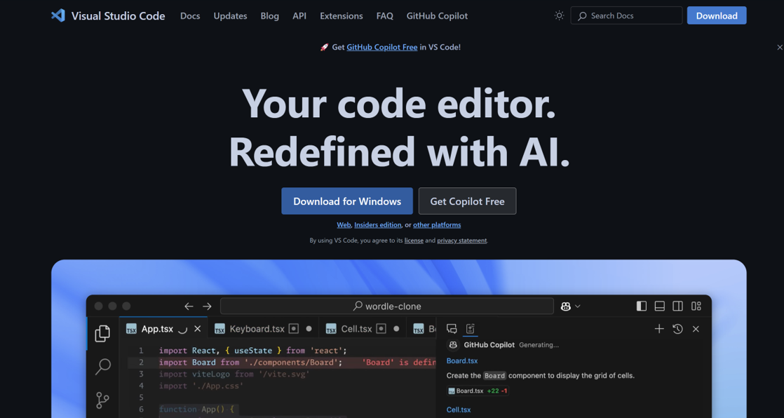 Tampilan laman Visual Studio Code.
