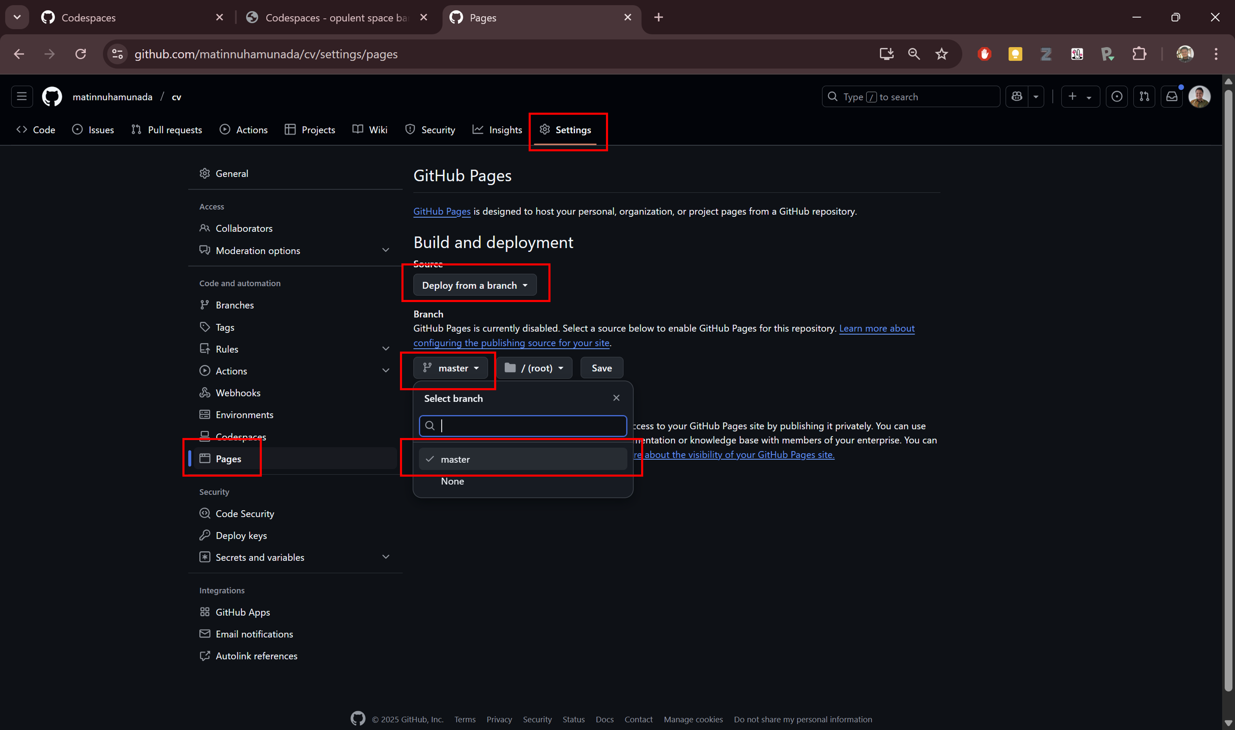 Setting github pages.